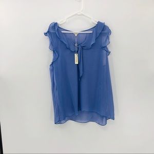 Max Studio Scoop Neck Sleeveless ‘Blue Checker’ Blouse Woman’s Size XLarge